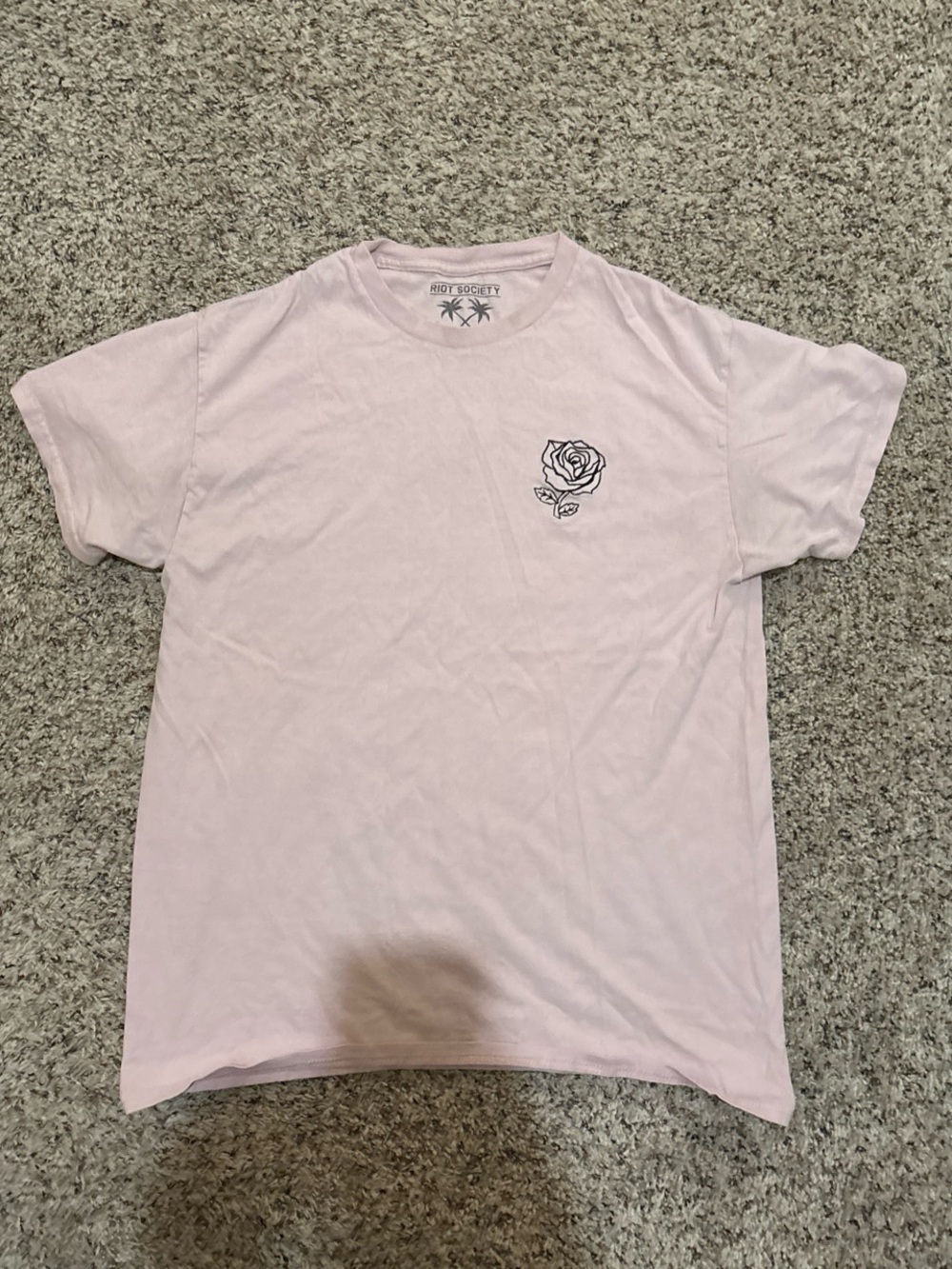riot society Pale Pink Short Sleeve Tee with Rose Chest Graphic